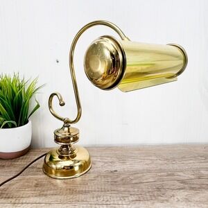 Vintage Brass Bankers Desk Lamp: Maximalist Gold Decor